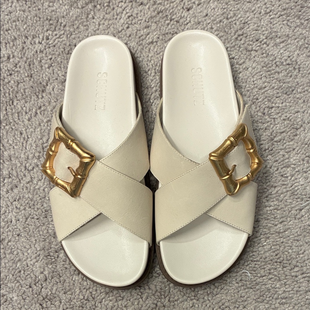 SCHUTZ Enola Slide Sandal in Pearl